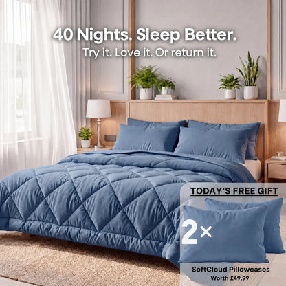 EasySleep® Duvet – The 2-in-1 quick-dry duvet that eliminates the need for bed sheets.