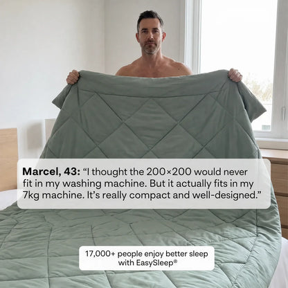 EasySleep® Duvet – The 2-in-1 quick-dry duvet that eliminates the need for bed sheets.